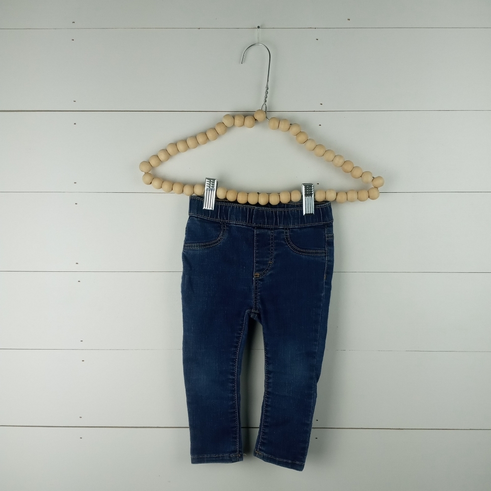 H&M girls size 9-12 mos denim elastic waist skinny jeggings no pockets on side
